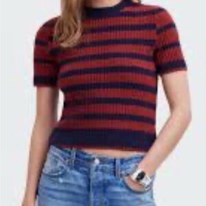 Madewell Navy and Burgundy Knit Top